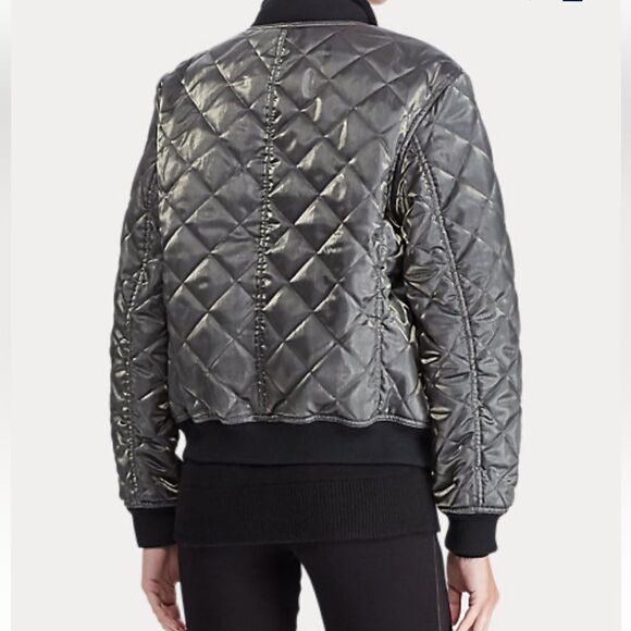 Polo Ralph Lauren Performance Metallic Quilted Bomber Jacket Satin Size L - Picture 14 of 15